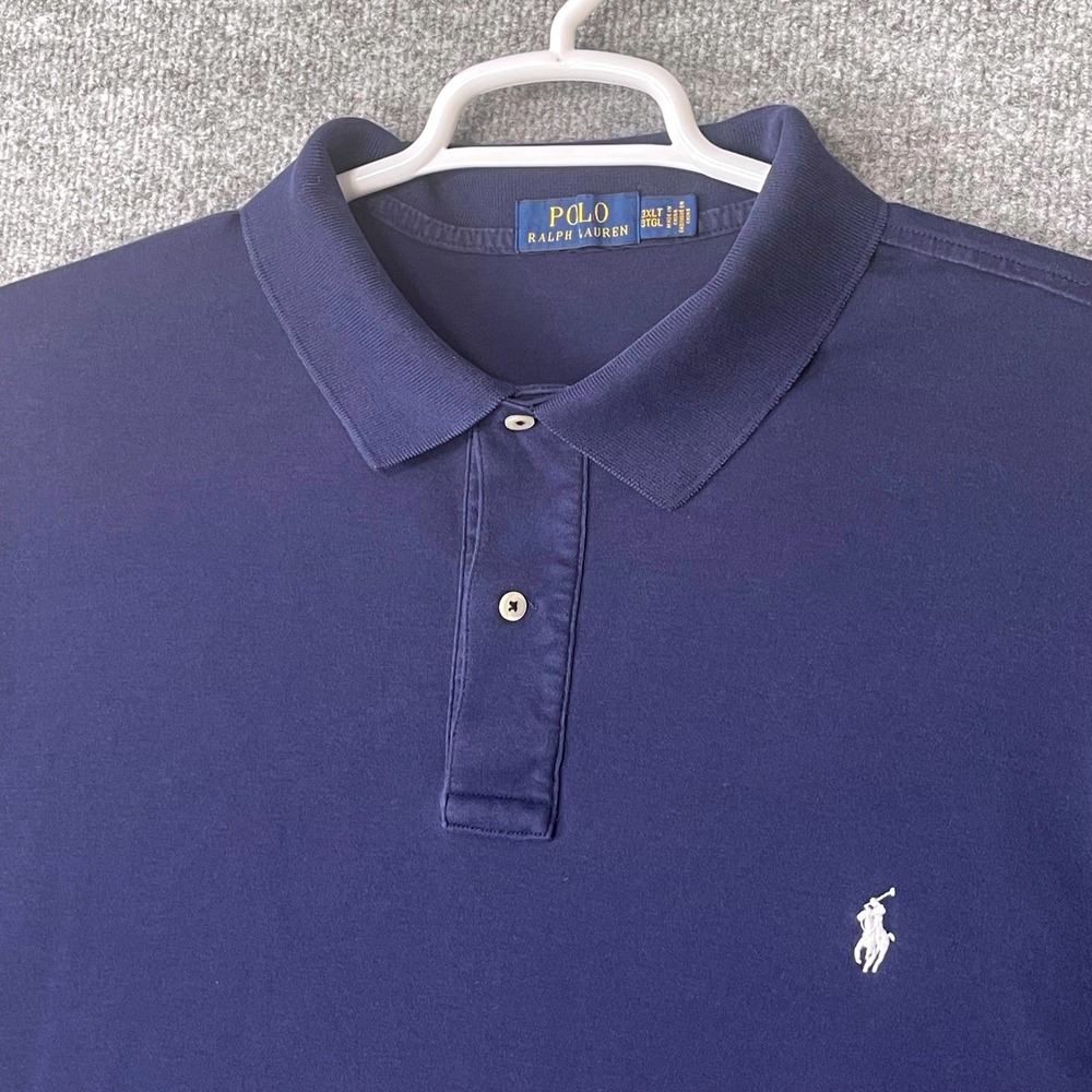 Polo Ralph Lauren Mens 3XLT Navy Blue Short Sleeve Cotton Polo Shirt Logo 6737